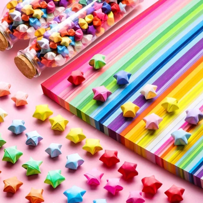 540 Sheet Origami Star Paper Strips, Colorful Folding Paper Star Strips Double Sided Lucky Wishing Star Decoration Diy Hand Art Crafts Gifts Expressing Blessings And Luck for Lover (540pcs Purple) - Image 2